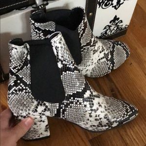 Snakeskin booties